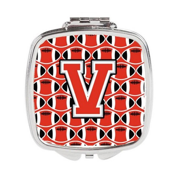 Carolines Treasures Letter V Football Scarlet and Grey Compact Mirror CJ1067-VSCM